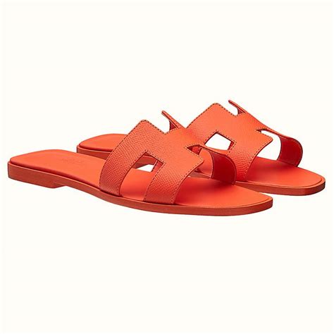 HERMES Epsom Oran Sandals 35.5 Orange Poppy